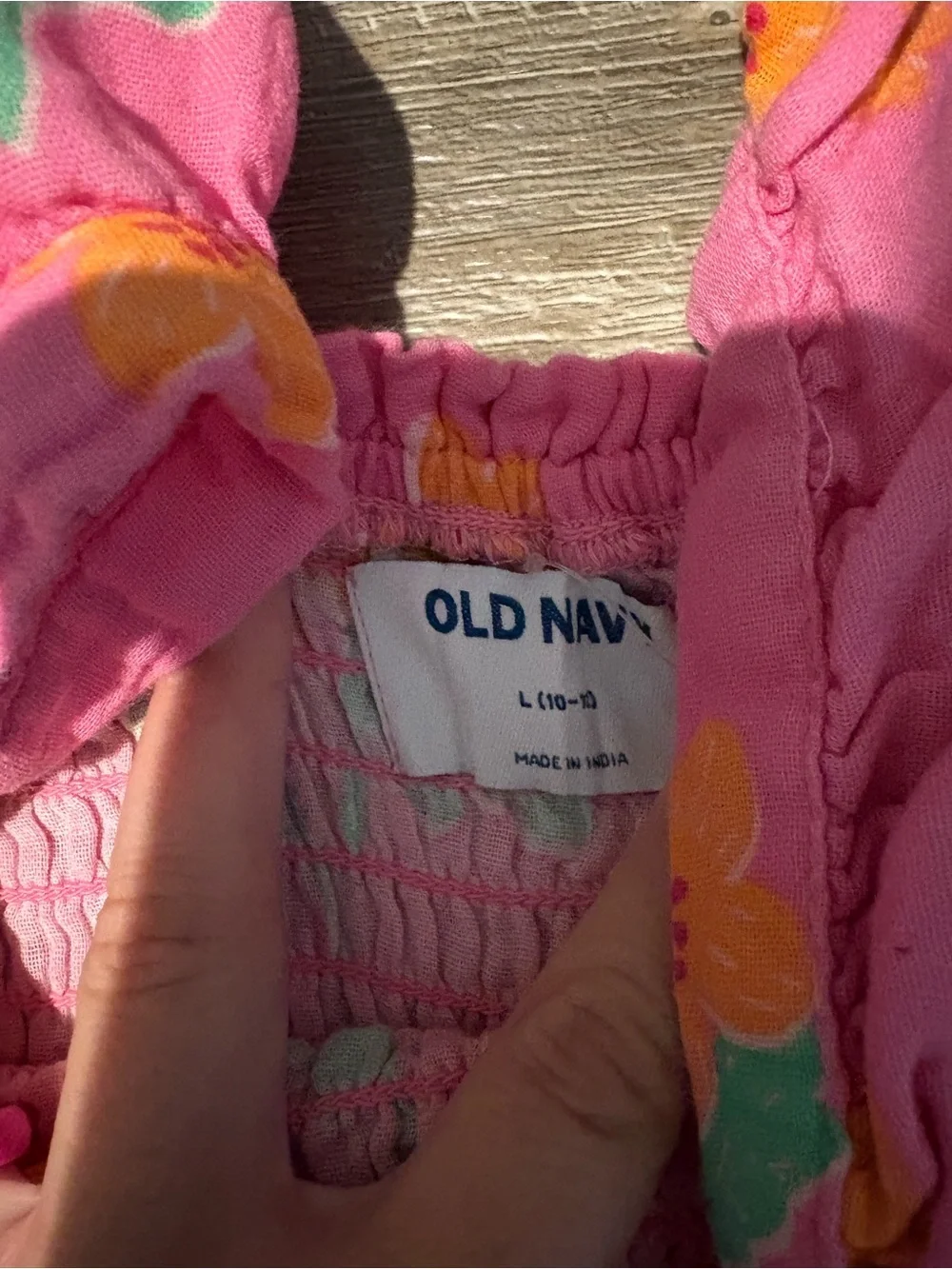 Old Navy Girls Pink Floral Smocked Sundress Size L 10-12